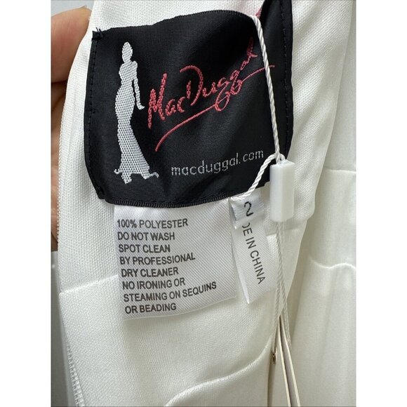 Mac Duggal Size 2 White 12448 Satin V-neck Sleeveless Formal Dress Prom Wedding - Picture 10 of 11